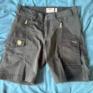 Fjallraven black cargo Nikka hiking shorts, women's size 27-28